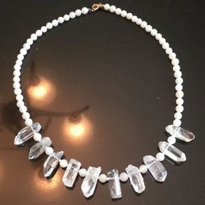 Quartz and White Crackle Agate necklace